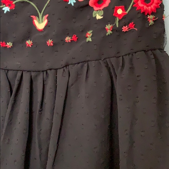 EMBROILED BLACK RUFFLED  BLOUSE - Picture 3 of 5